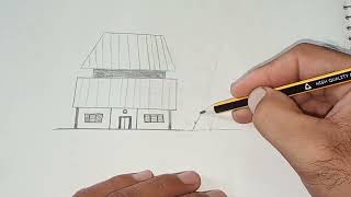 Winter Morning Village Scenery Drawing Pencil Drawing#artanddrawing#howtodrawing#drawing#makedrawing