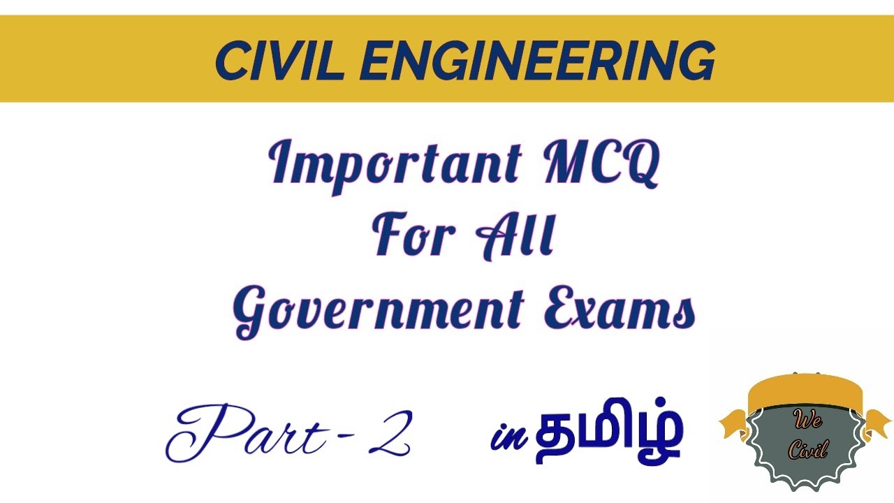 Most important Civil engineering MCQ part 2 in தமிழ் || TNPSC/ SSC/ TNEB/ UPSC