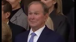 The TRUTH about George W. Bush's funny smile at Donald Trump's Inauguration | Viral Smirk Meme #fart