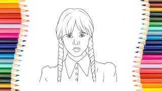 Wednesday Addams Coloring Page