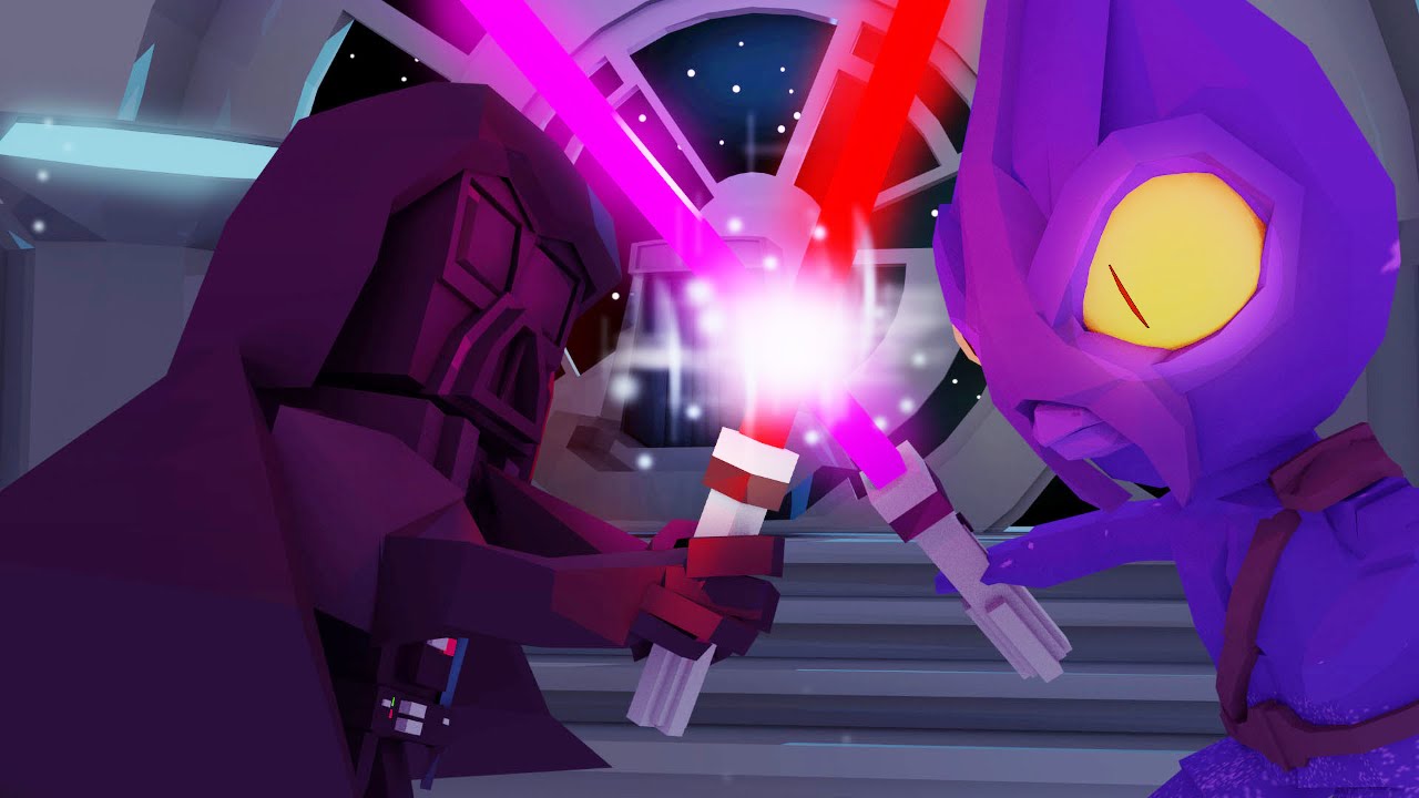 Minecraft STAR WARS Lightsaber Battle with Darth Vader! (Minecraft
