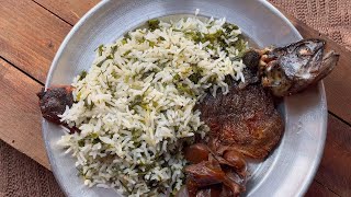 Persian Sabzi Polo ba Mahi (herb rice with fried fish) recipe for Nowruz