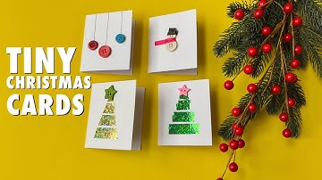 Tiny Christmas Cards in 1 minute | Index Cards | Buttons | Christmas DIY for kids