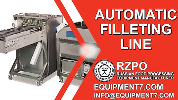 Automatic Filleting Line. Head, tail cutting, gutting. Filleting machine