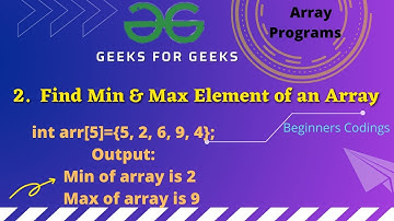 Find minimum and maximum element of an array | Geeks for Geeks | Beginners Codings