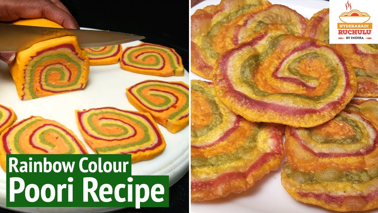 Colourful Poori For Kids | Rainbow Puri Recipe | Soft Poori for Kids Lunch Box Recipe | Hyderabadi Ruchulu