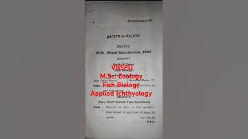 VBSPU// M.Sc. zoology #fishbiology  Applied Ichthyology sixth paper question paper 2024 #msczoology