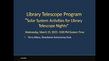 Webinar: Solar System Activities for Library Telescope Nights
