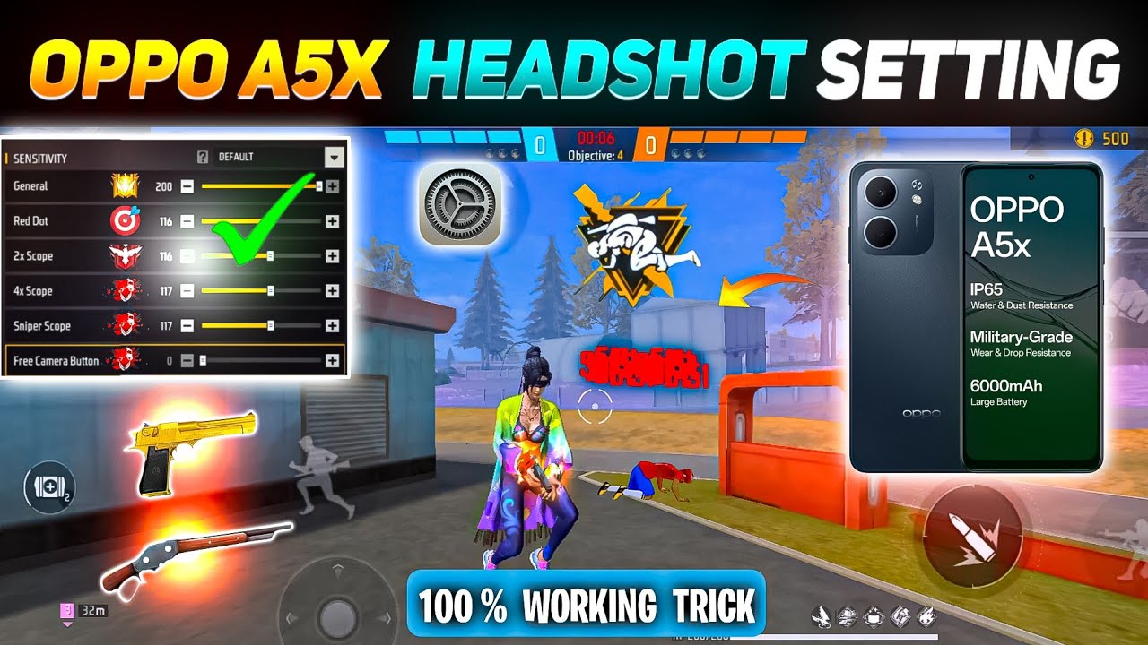 Free Fire Headshot Setting || OPPO A5X Sensitivity Setting 😱 DPI+HUD ...