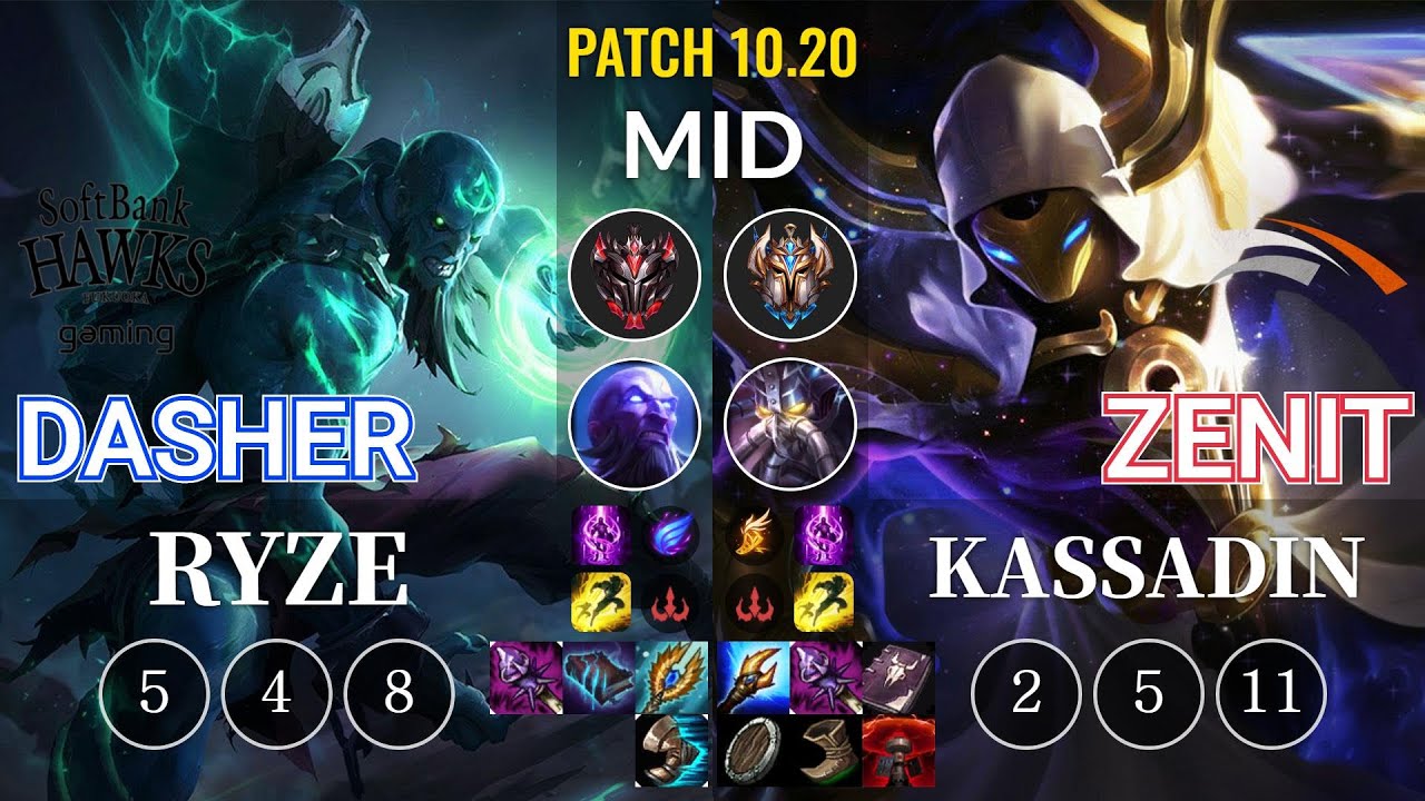 SHG Dasher Ryze vs HLE Zenit Kassadin Mid - KR Patch 10.20