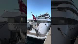 DreAMBoat 90m superyacht owner Billionaire Arthur Blank next to  Golden Odyssey 126m in Gibraltar