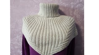 картинка: 🧶Манишка спицами на большой размер.#вязание #вязаниесверой #вязаниеспицами #манишка