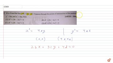 If `a!=0` and the line `2bx+3cy+4d=0` passes through the points of intersection of the parabola...