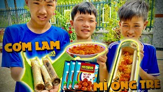 Anh Ba Phải | Thử Thách Nấu Cơm Lam - Làm Mì Ống Tre Kết Hợp Thịt Viên Heo Cao Bồi Mới