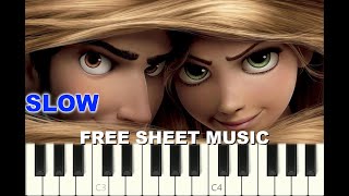 SLOW piano tutorial "SOMETHING THAT I WANT" from Tangled, Disney, 2010, with free sheet music (pdf)