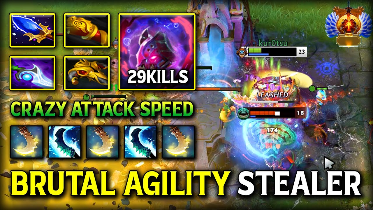 BRUTAL AGILITY STEALER CARRY Slark | 29Kills Crazy Attack Speed 100% Become Tank Slayer 7.40c DotA 2