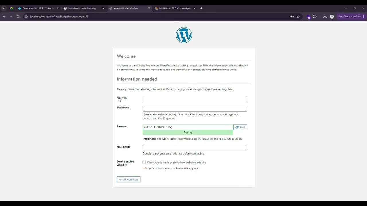 How to Install WordPress on Localhost with XAMPP (Step-by-Step in 2025) Hindi Tutorial for Beginners