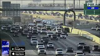 Crash involving semi blocking lanes of NB I-15