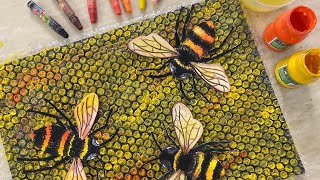 SIMPLE KIDS ART & DRAWING Bee with Beehive | Bubble Wrap Painting
