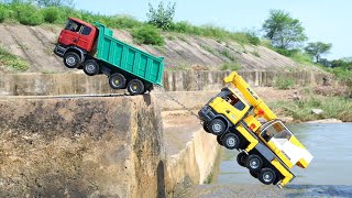 Crane Machine Accident Waterfalls River Pulling Out Scania Truck ? Cartoon Jcb | Mack Truck | Cs Toy