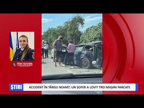 Coliziune violentă în Târgu Neamț după ce șoferul a pierdut controlul