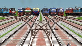 TOP 10 HIGH SPEED TRAINS  CROSSING ON FORKED RAILRAOD CROSSINGS TRACK | Train Sim world 4