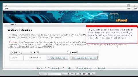 Installing FrontPage Extensions in cPanel