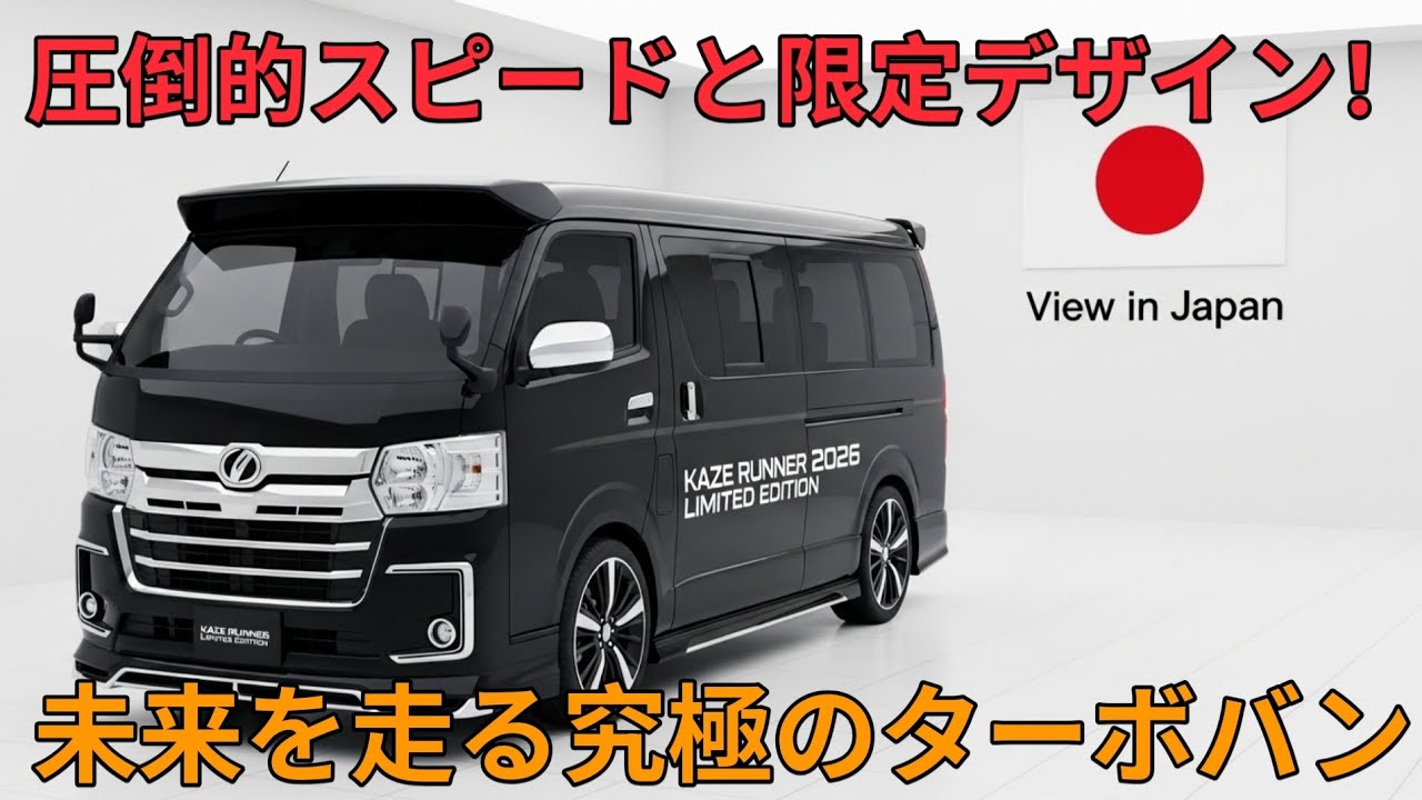 2026 Kaze Runner Limited Edition Turbo Van未来を駆ける究極バン圧倒的パフォーマンスとスタイルファン必見の限定モデル!!