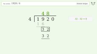 Long Division 1920/4 | Tiger Algebra | Tiger Algebra Solver