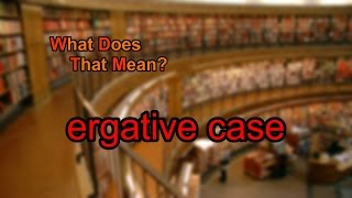 What does ergative case mean?