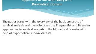 Tutorial: Overview of Frequentist and Bayesian approach to Survival Analysis in Biomedical domain