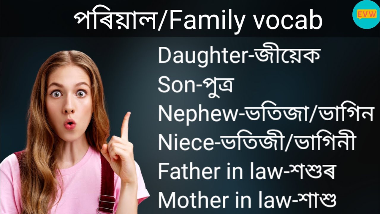 পৰিয়াল বা Family vocab | English to Assamese translation | 