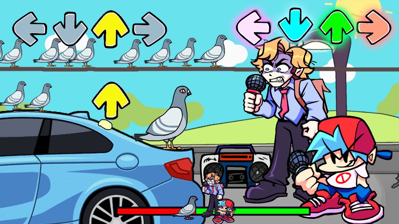 Friday Night Funkin' - Unlucky Day - Boyfriend and Senpai vs Pigeon - FNF Mod