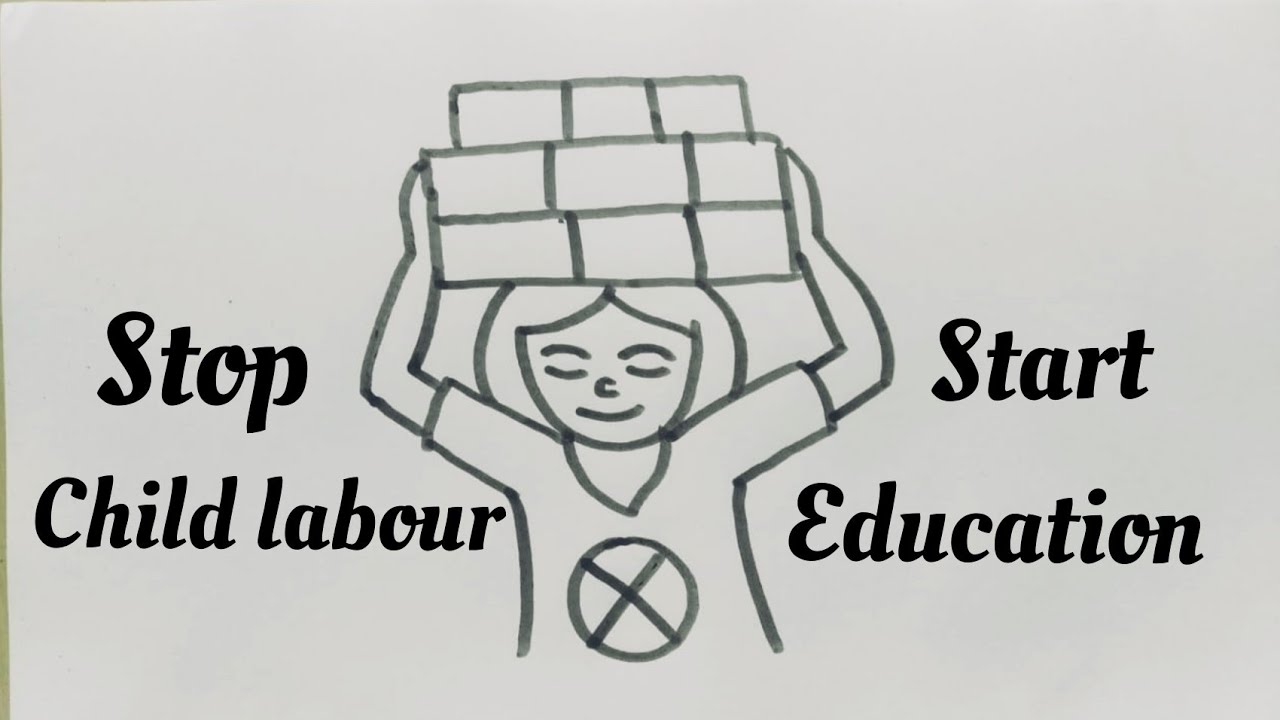 Child labour drawingDrawing for Stop child labourEasy child labour  drawing for kids  YouTube
