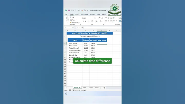 👉 Calculate time difference | Format cells | Amazing tricks of Microsoft Excel |#exceltips #shorts