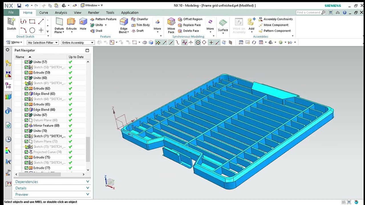 Siemens Nx 10 design || Air cooler's Frame Grid 3D model.
