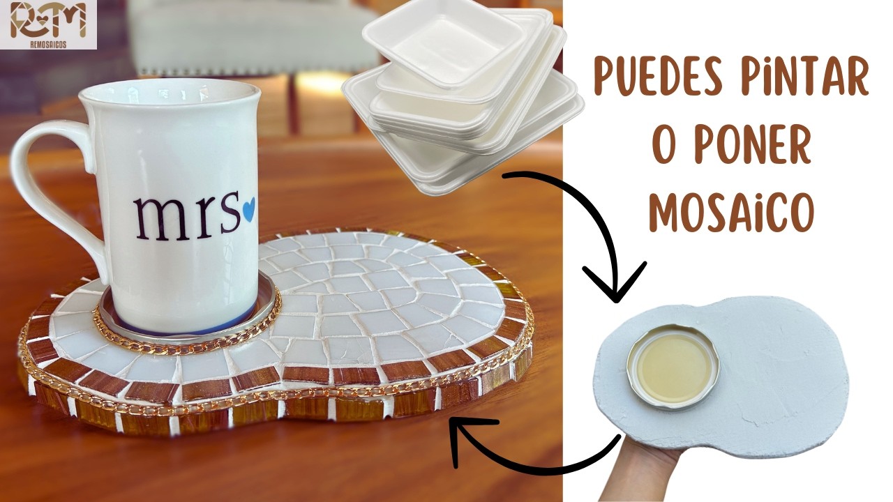 Transforma telgopor (corcho blanco) en un plato bandeja y decora como quieras. Fácil y económico!