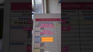 Free Vocal Exercise Routine Cheat Sheet #shorts #dotssinging  #cheatsheet