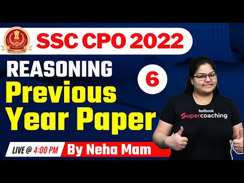 SSC CPO Reasoning Previous Year Paper | Day 6 | SSC CPO Reasoning Classes 2022 | By Neha Mam
