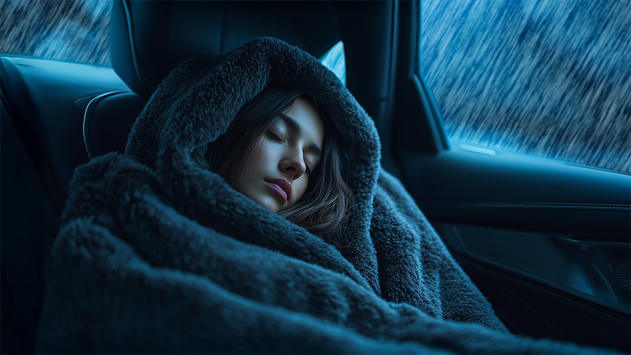 Cozy Nice Rain in Car | Rainy Night Drive Sounds 99% for Overcome Stress