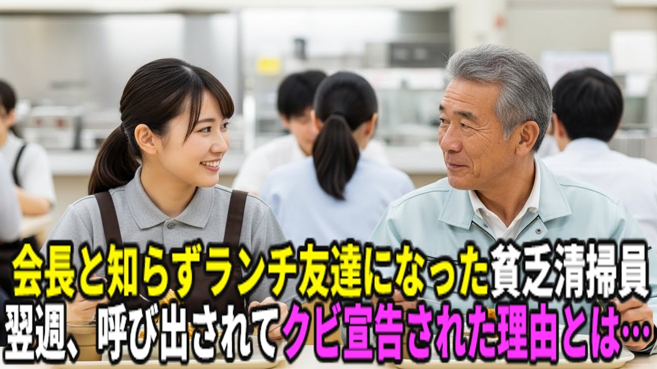 会長だと知らずにランチ友達になった清掃員。翌週、クビを言い渡されたその理由に驚愕する！