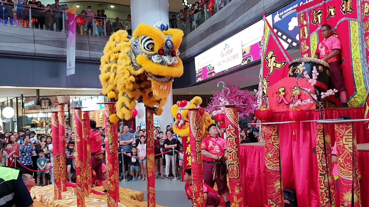 2020 Tampines HUB Lion Dance on high poles YouTube