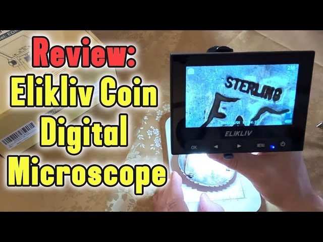 Elikliv Microscope, LCD Digital Microscope for Coins 1000x, Coin Magnifier with 8 Adjustable LED Lights, PC Display Compatible with Windows/MacBook, EDM4, 4.3 Inch