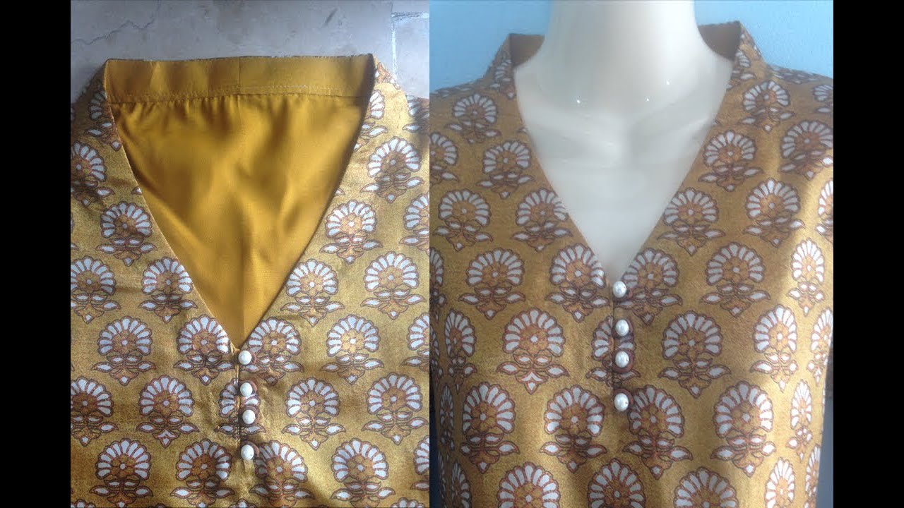 Collar with V neck Cutting and Stitching