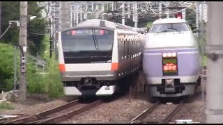 【中央本線】E351系特急スーパーあずさ上り 国分寺高速通過 E233クロス