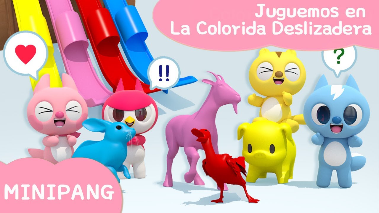 ⁣[미니팡 에스파냐] Juguemos en La Colorida Deslizadera | 교육동요 | 에스파냐어 | 스페인어 | 볼트 | 새미 | 루시 | 맥스 | 미니팡 3D동요!