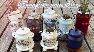 Miniature pots and milk jugs with soda cans