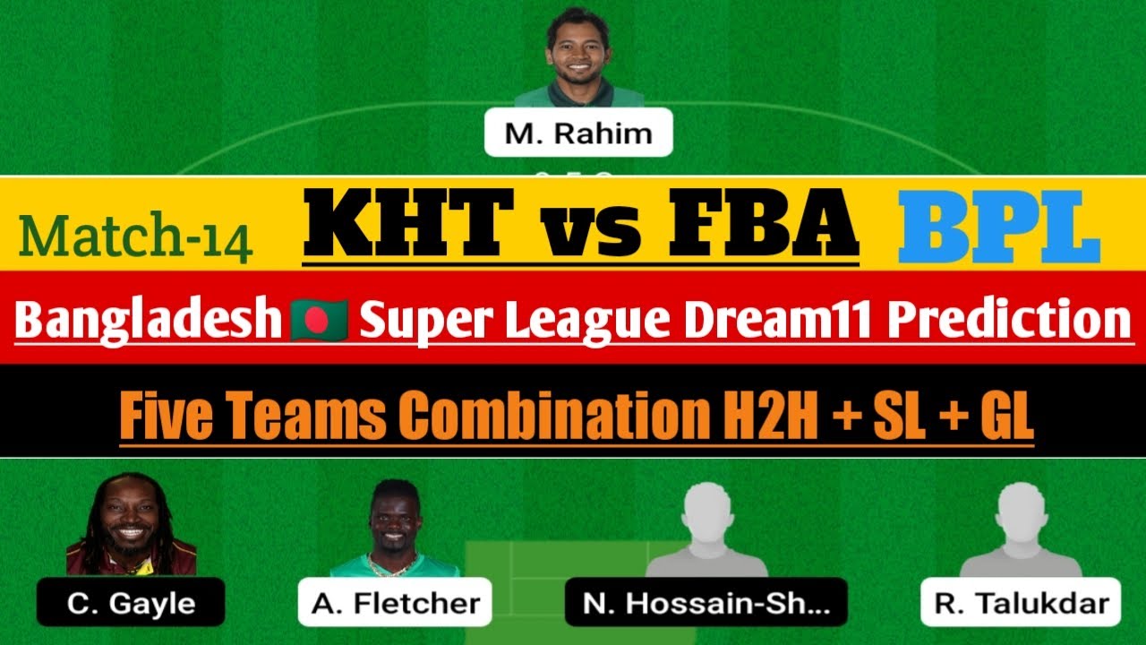 KHT vs FBA Dream11 Prediction|BPL Dream Prediction|Bangladesh Premier LEAGUE 2022|H2H+SL+GL|14 Match