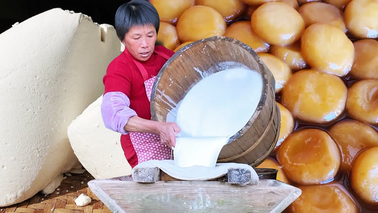 阿嬷手工磨制糯米粉，收获满满一麻袋，做成汤圆和年糕软糯香甜！丨Glutinous rice flour【闽湖阿嬤FujianGrandma】