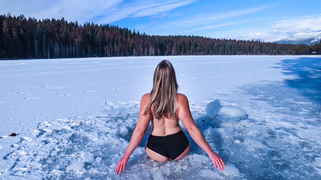NORDIC ICE BATH - Off Grid Wilderness Living | Skinny Dip Ice Swim | OFF GRID DAY IN MY LIFE
